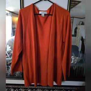 Orange Open Front Cardigan Sweater
